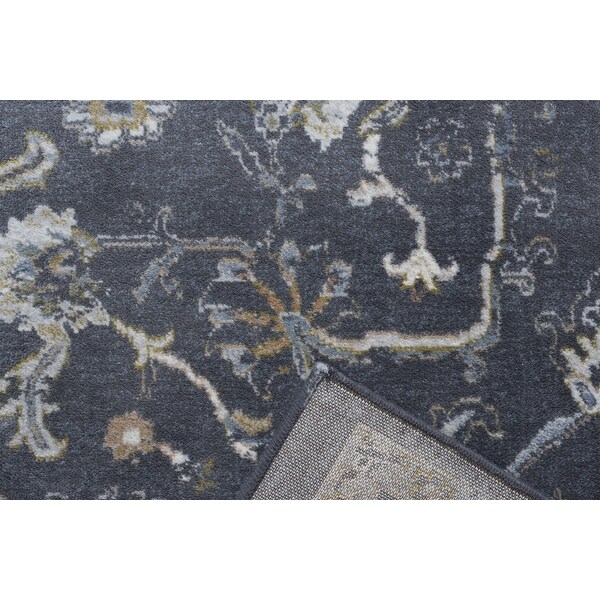 Persian Medallion Non-Slip Flat Pile Viscose Jute Backing Contains Latex Area Rug for Kids Room Living Room 8' x 10', Blue/ Gray