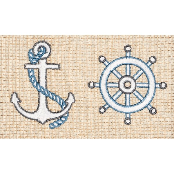 Authentic Hotel and Spa Turkish Cotton Nautical Embroidered Teal Blue 2-piece Towel Hand Set