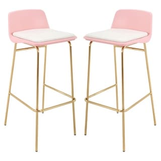 Brage Living Diva Leatherette Cushioned Bar Stool Set - Pink (Set of 2)