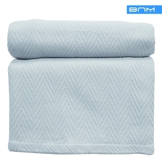 All Season Cotton Chevron Weave Blanket Queen Light Blue