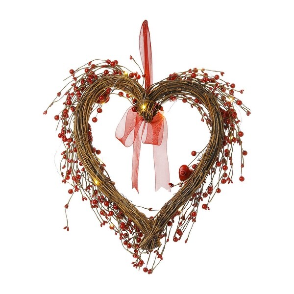 Glitzhome Valentine's Berry Heart or Round Wreath Hanging Decor