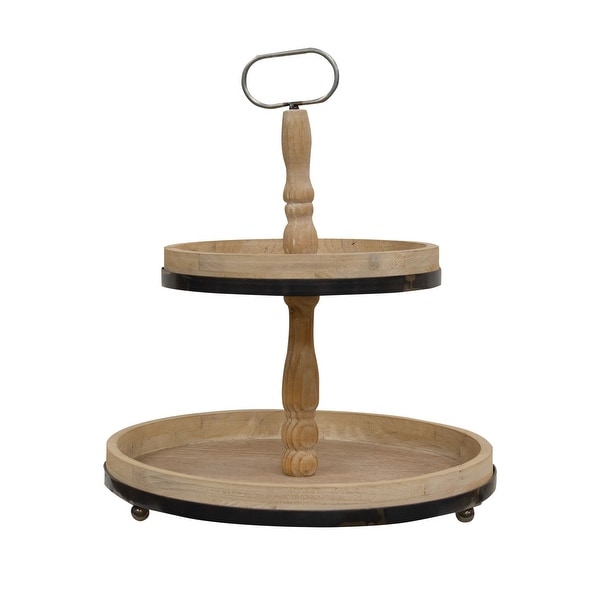 Distressed Wood and Metal Two-Tiered Tray
