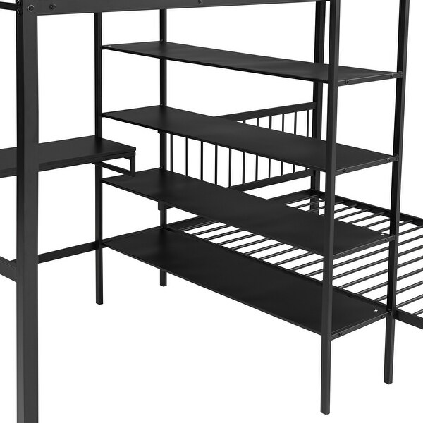 Full Over Twin Metal Bunk Bed with Built-in Desk