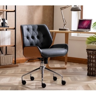 WOVENBYRD Adjustable Executive Swivel Office Chair with Button Tufting