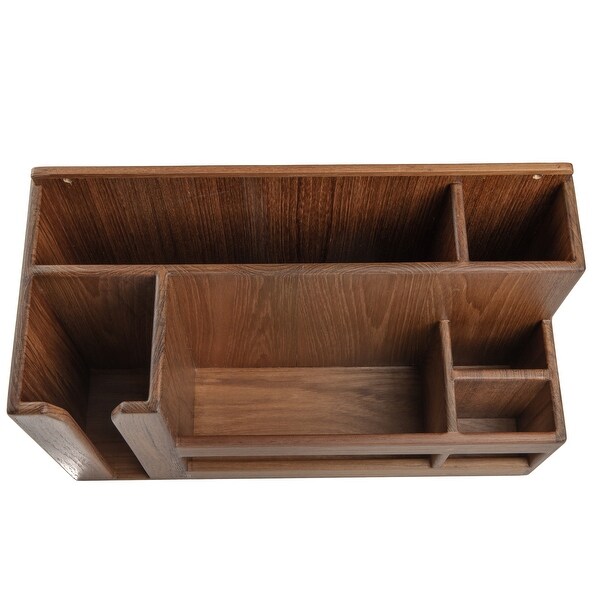 Teak Dish/Cup/Utensil Holder - Wall Mount or Stand Alone - 16-1/4" W x 9-7/8" H x 7-1/8" D