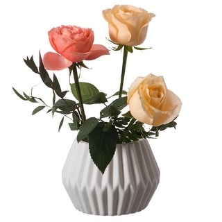 Contemporary White Ceramic Unique Shaped Table Vase Flower Holder