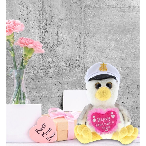 DolliBu Happy Mother’s Day Super Soft Plush Seagull Sailor Doll Figure - 7.5 inches