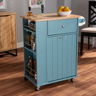 Copper Grove Hudaydah Modern Blue Kitchen Cart