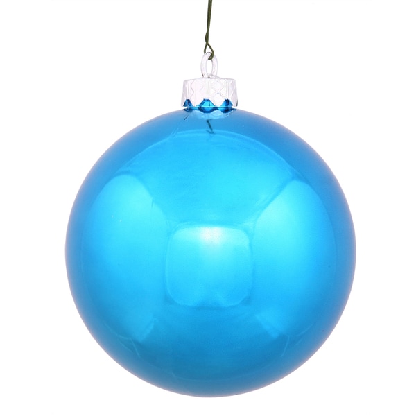 Turquoise Plastic 8-inch Shiny Ball Ornament - 8"