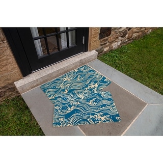 Entryways Victoria and Albert Museum Waves Blue Natural Coir Doormat