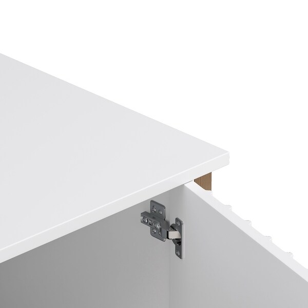 31.50" Modern 2 Door Wooden Cabinet with Featuring Two-tier Storage Antique White Painted