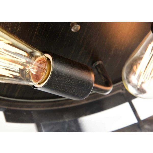 Teresa Metal and Clear Glass 3-light Antique Black Flush Mount