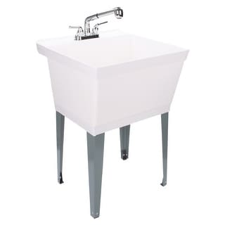 TEHILA 19-Gallon Utility Sink Laundry Tub with Chrome Finish Pull-Out Faucet