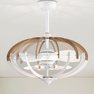 Shana 27 Inch Imitation Wood Grain Design Fandelier with Remote