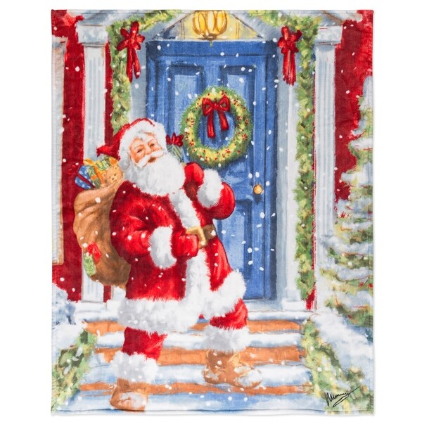 Christmas Throw 50X60 Santa At The Door Ultra Soft - Multi-color