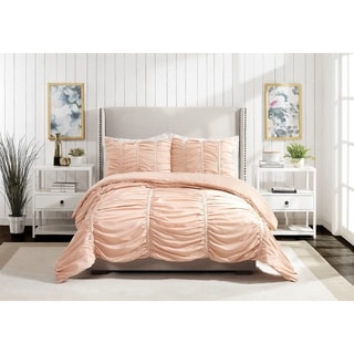 Emily Ruched Solid Comforter Set - Blush
