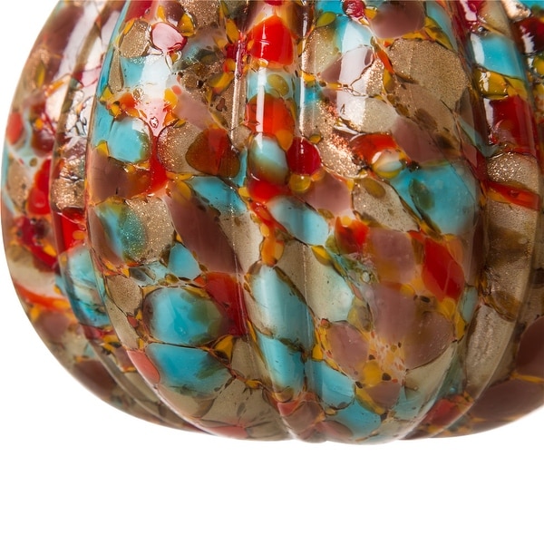 Glitzhome 9.06"H Multi Dots Glass Gourd Pumpkin