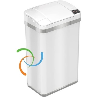 iTouchless 4 Gallon Sensor White Trash Can with AbsorbX Odor Filter and Air Freshener