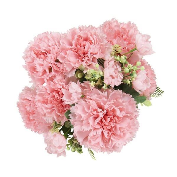Set of 2 Blush Pink Artificial Carnation Flower Stem Bush Bouquet 18in - 18" L x 12" W x 12" DP