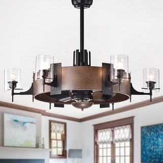 Lodgin 35-inch Lighted Ceiling Fan with Glass Pillar Lamps