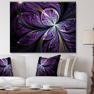 Glittering Purple Fractal Flower - Large Floral Canvas Art Print