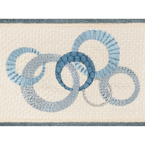 Authentic Hotel and Spa Turkish Cotton Circles Embroidered Teal Blue 8-piece Towel Set