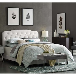 Dayton King Leather Platform Bed with Button Tufted Headboard