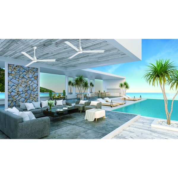 Simple 52"Ceiling Fan Outdoor In Flat White Finish W/Flat White Blades