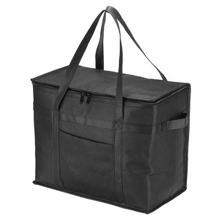 16.1"x9.1"x13" Insulated Reusable Grocery Shopping Bag with Pocket, Black