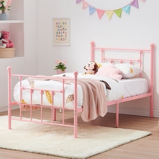 Javlergo Twin Bed Frame with Headboard and Footboard for Girls/Boys, No Box Spring Needed