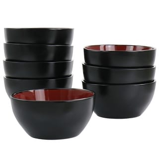 6 Inch Stoneware Bowl 8 Piece Set in Ruby