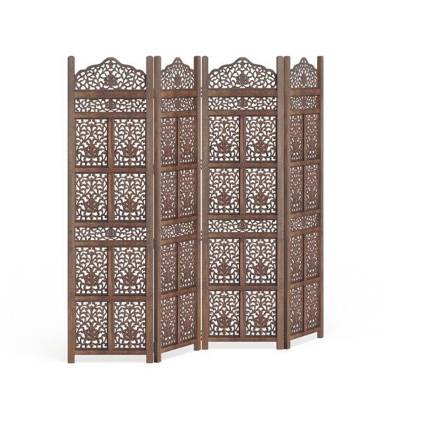 Brown Pine Traditional Room Divider Screen 72 x 80 x 1 - 80 x 1 x 72