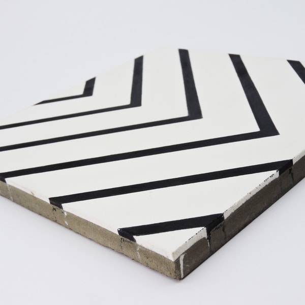 Handmade Amlil in White and Black Tile, Pack of 12 (Morocco)