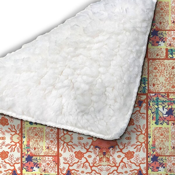 Amrita Sen Mughal Elephant Throw Blanket Sherpa Fleece