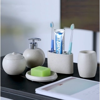 Beingnext Concrete terrazzo,5-piece Bath Accessory Set