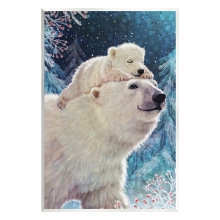 Stupell Industries Polar Bear & Cub Winter Scene Wall Plaque Art by Pip Wilson