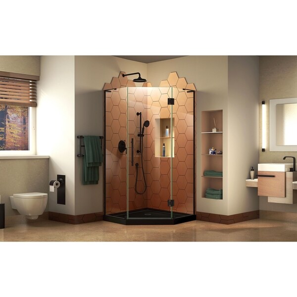 DreamLine Prism Plus 42 in. x 42 in. x 74 3/4 in. Shower Enclosure and Shower Base Kit - 42" x 42"