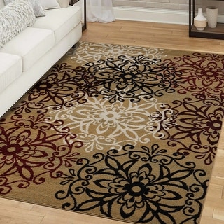Superior Floral Medallion Polypropylene Indoor Area Rug