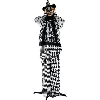 Haunted Hill Farm 5.75-Ft. Animatronic Clown, Indoor/Covered Outdoor Halloween Decoration, Red LED Eyes, Poseable, Tucker