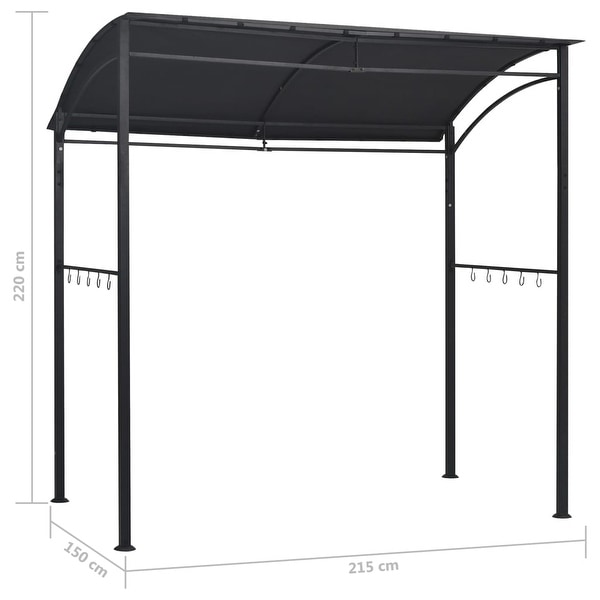vidaXL BBQ Gazebo 7.1'x4.9'x7.2' Anthracite Steel - 215 x 4.9' x 7.2'