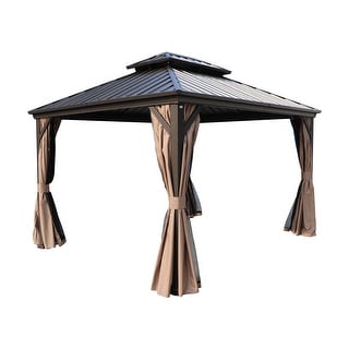 Kozyard Caesar Hardtop Gazebo with Steel Roof, Netting and Curtain