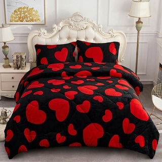 3 Pieces Winter Comforter Set Animal Floral Printed King Heart 23
