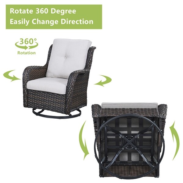 Pocassy 5-Piece Outdoor Furniture Set, Swivel chairs with Ottomans