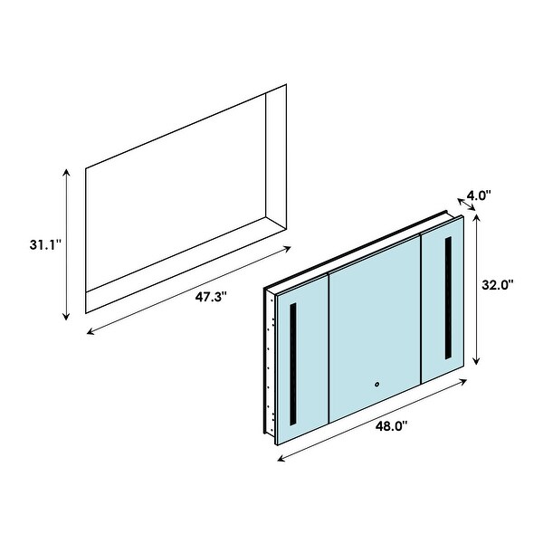 Altair Catola Rectangle Frameless Surface-Mount/Recessed LED Lighted Bathroom Medicine Cabinet