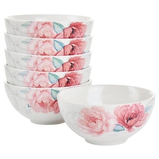 6 Inch Fine Ceramic 6 Piece Floral Decorated Cereal Bowl Set - 6 Piece
