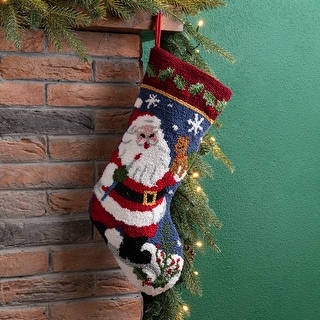 Glitzhome Hooked Christmas Stocking