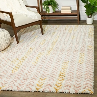 Elena Abstract Stripe Shag Area Rug