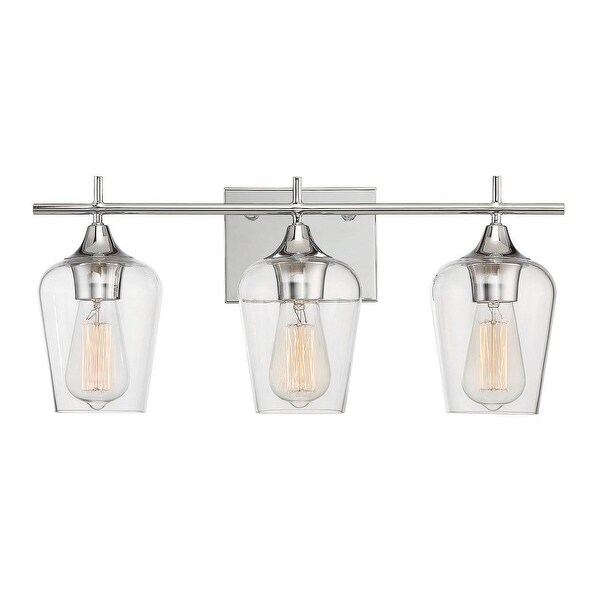 Modern Farmhouse 3-Light Industrial Bathroom Vanity Light, Bath Bar with Clear Glass Shade