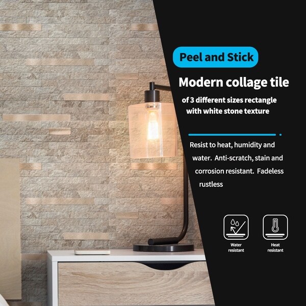 Art3d Peel and Stick Stone Backsplash Tile for Kitchen Bathroom(10 sq.ft/box)