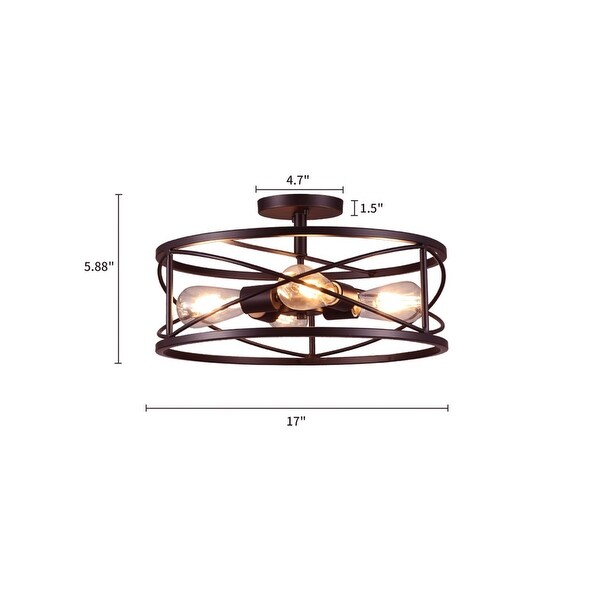 Defong 4-Light 17-Inch Semi Flush Mount Light - Bronze